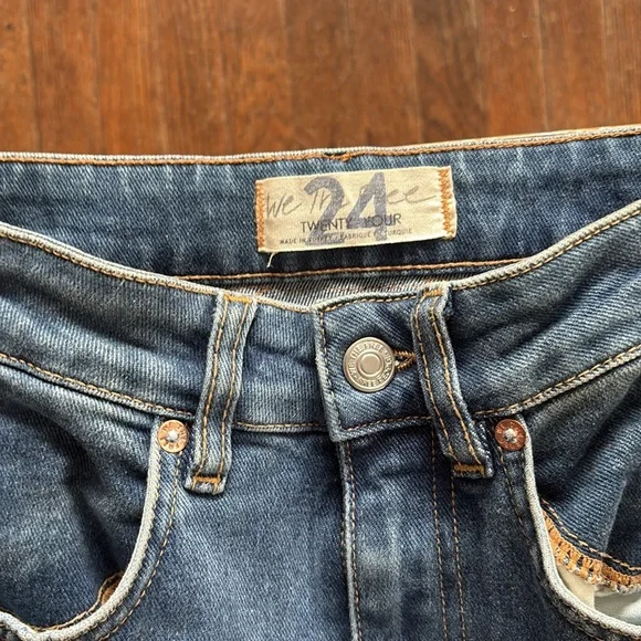 FREE PEOPLE We The Free Blue Flare & Wide Leg Jeans RAINBOW 🌈 booty - Picture 6 of 9